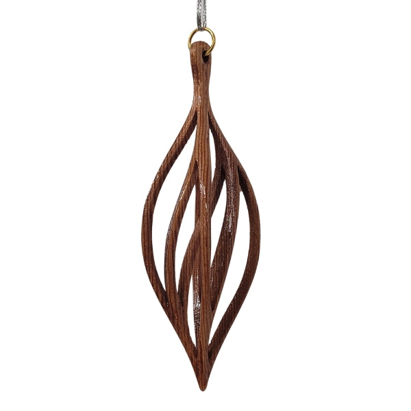 Handcut Spiral Wood Ornament