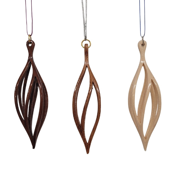 Handcut Spiral Wood Ornament