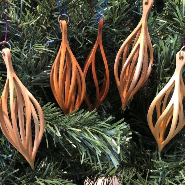 Handcut Spiral Wood Ornament