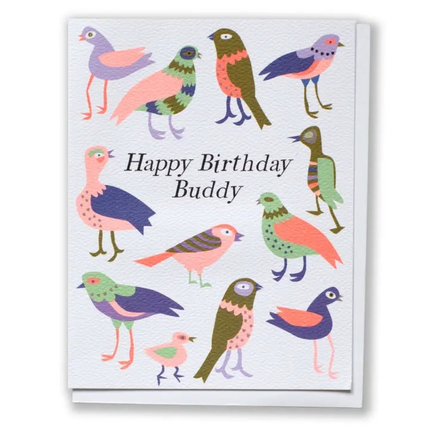 Happy Birthday Buddy Birds Card