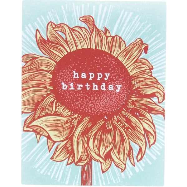 Sunflower Happy Birthday Linocut Card