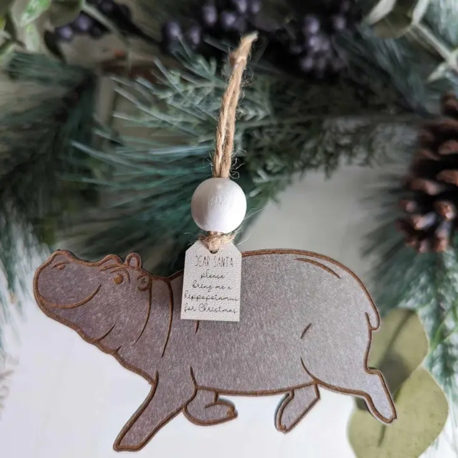 Hippo Wood Ornament