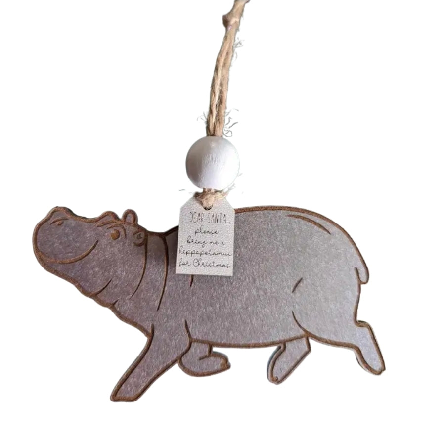 Hippo Wood Ornament