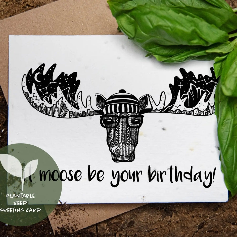 Moose Plantable Seed Birthday Card