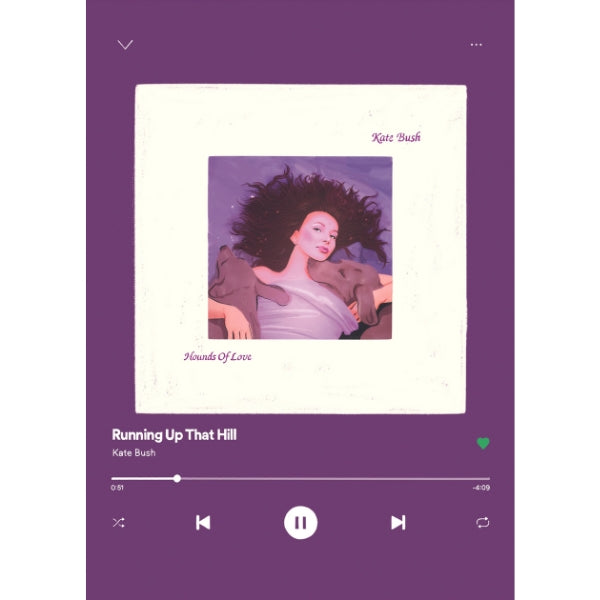 Impression d’art de chanson : Kate Bush courant vers le haut de cette colline (5" x 7")