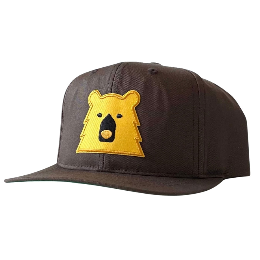 Kids/Youth Snapback Hat - Brown w/Golden Yellow Bear