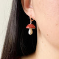 Little Toadstool Charm Earrings - Red