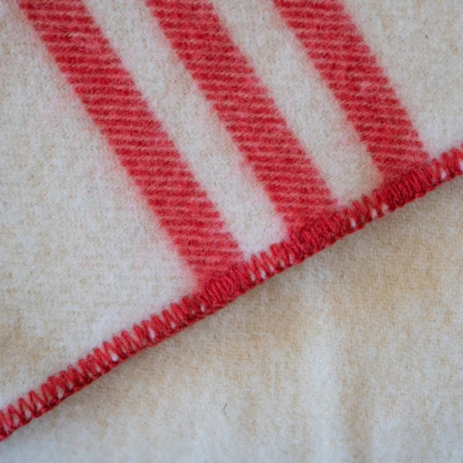 MacAusland Wool Blanket (White with Red Stripes)