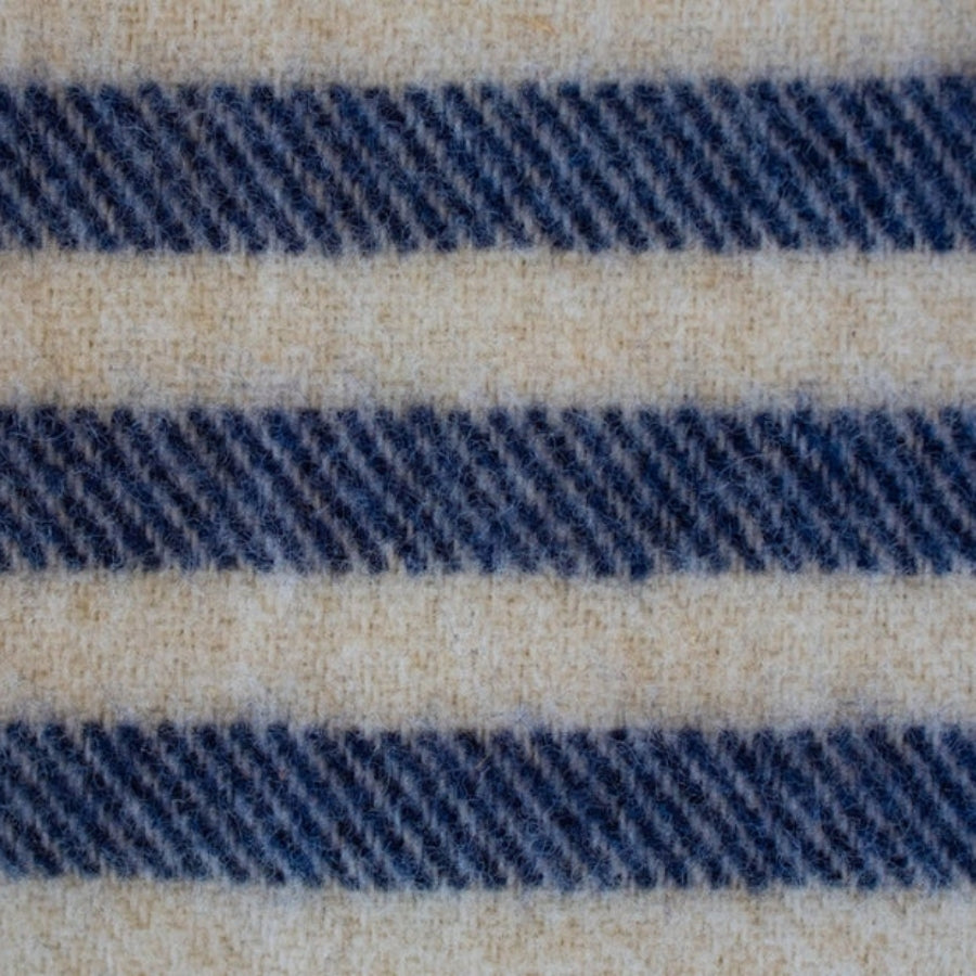 MacAusland Wool Blanket (White with Navy Stripes)