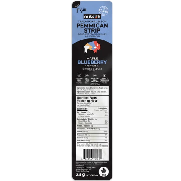 Traditional Bison Pemmican Strip - Maple Blueberry