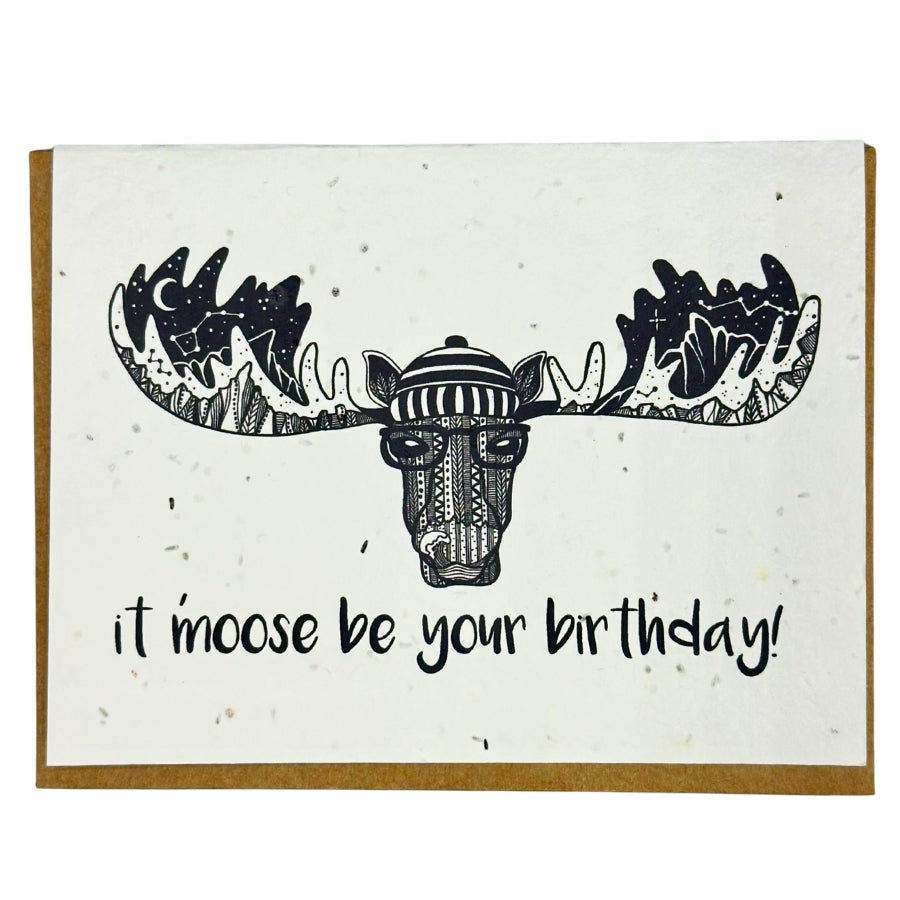 Moose Plantable Seed Birthday Card