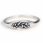 Olive Branch Signet Ring - Sterling Silver