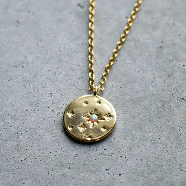 Opal Star Disc Necklace
