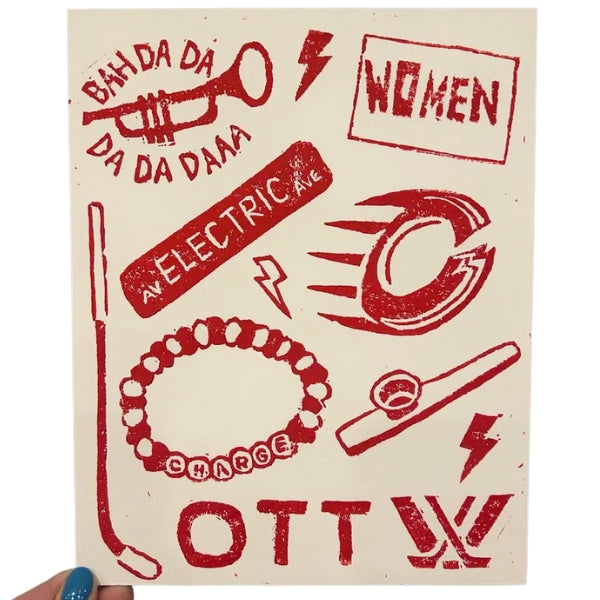 Ottawa Charge PWHL Linocut Print (8" x 10")