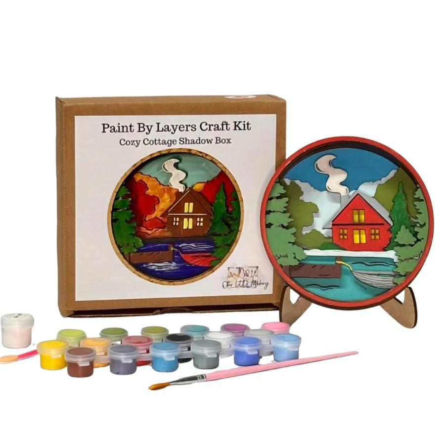 Paint By Layer Shadow Box DIY Kit - Cozy Cottage
