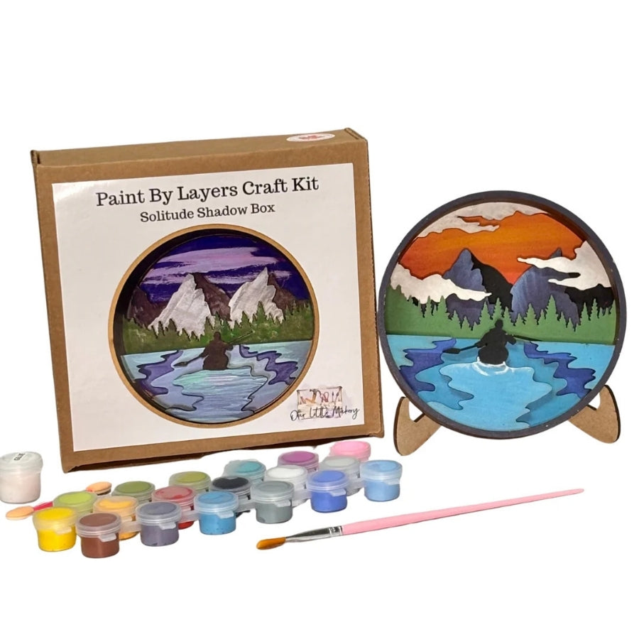 Paint By Layer Shadow Box DIY Kit - Solitude Canoe