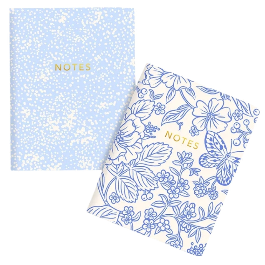 Pocket Notebook Set - Blue Garden + Cream Dots