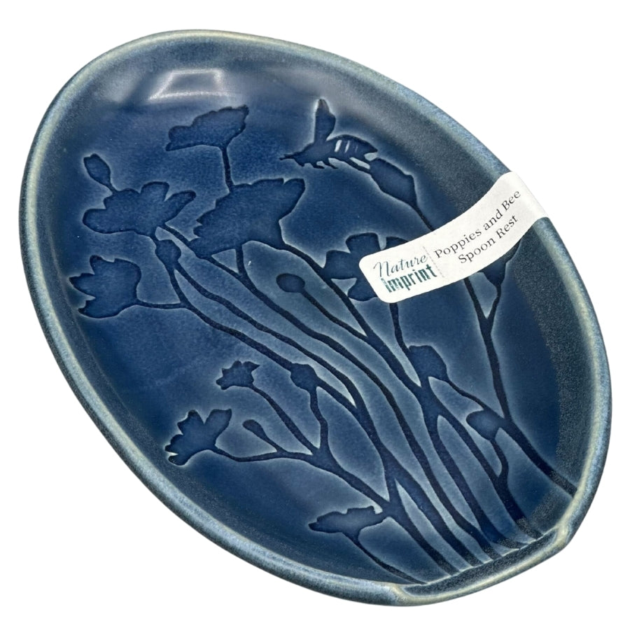 Poppies and Bee Spoon Rest - Blue