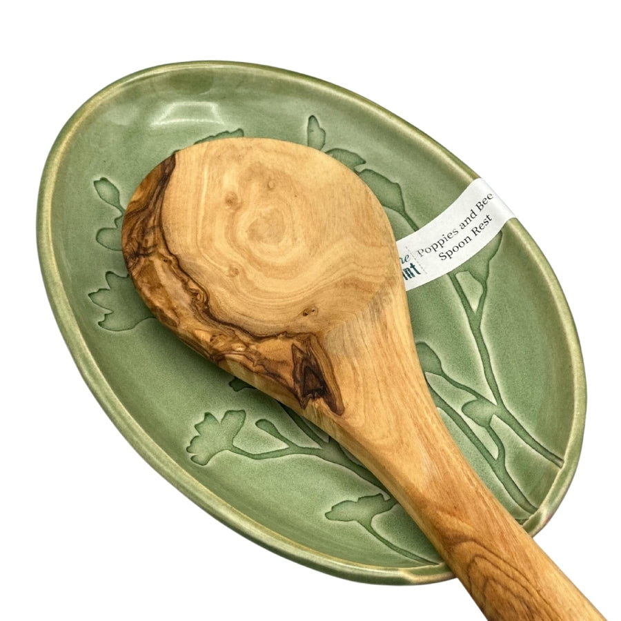 Poppies and Bee Spoon Rest - Green
