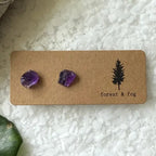 Boucles d'oreilles en pierre brute - Améthyste