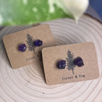 Boucles d'oreilles en pierre brute - Améthyste