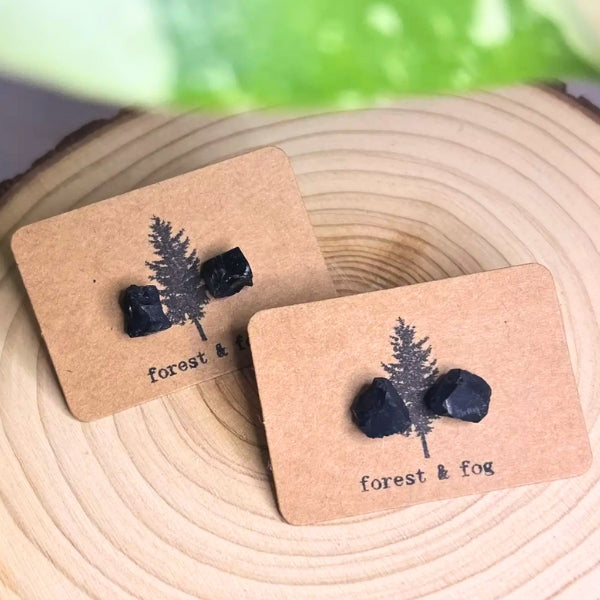 Raw Gemstone Earrings - Black Onyx
