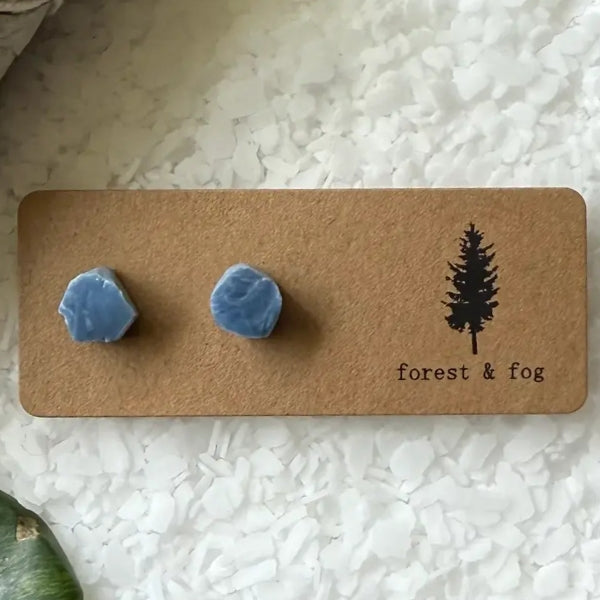 Boucles d'oreilles en pierres précieuses brutes - Opale bleue