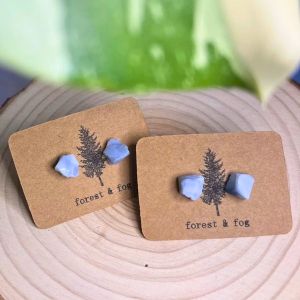 Raw Gemstone Earrings - Blue Opal