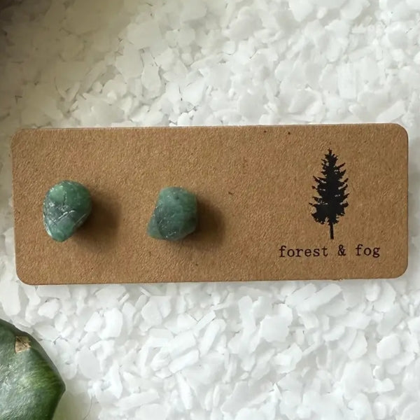 Raw Gemstone Earrings - Emerald