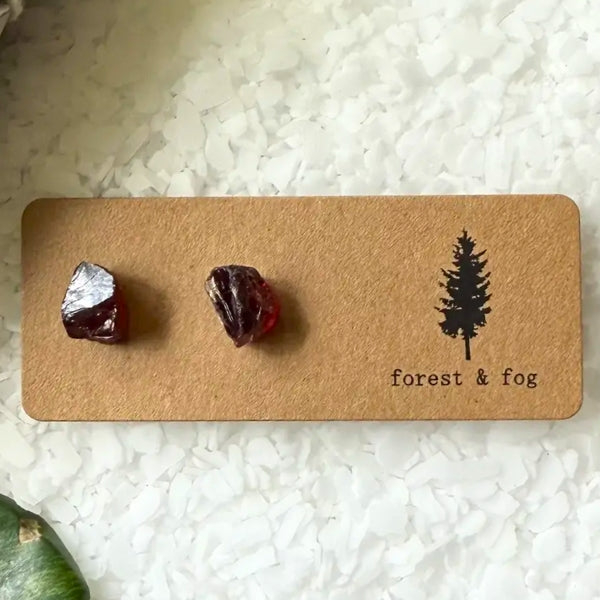 Boucles d'oreilles en pierres précieuses brutes - Grenat