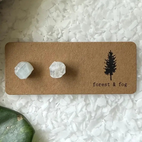 Boucles d'oreilles en pierres précieuses brutes - Pierre de lune