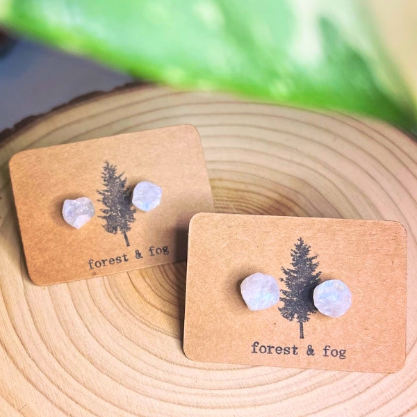 Boucles d'oreilles en pierres précieuses brutes - Pierre de lune