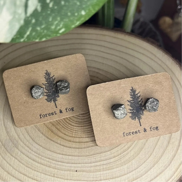 Boucles d'oreilles en pierre brute - Pyrite