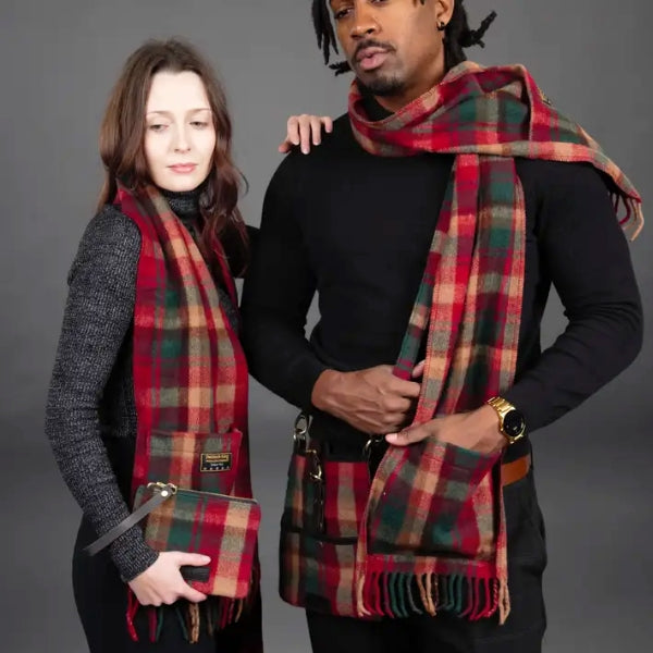 Tartan Pocket Scarf - Dark Maple