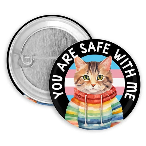 Safe With Me Ally Pride Cat Pin/Button