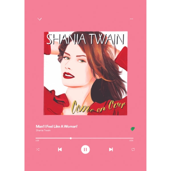 Impression d’art de chanson : Shania Twain Man ! Je me sens comme une femme! (5" x 7")