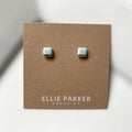 Ceramic Stud Earrings - Sky Blue Squares