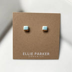 Ceramic Stud Earrings - Sky Blue Squares