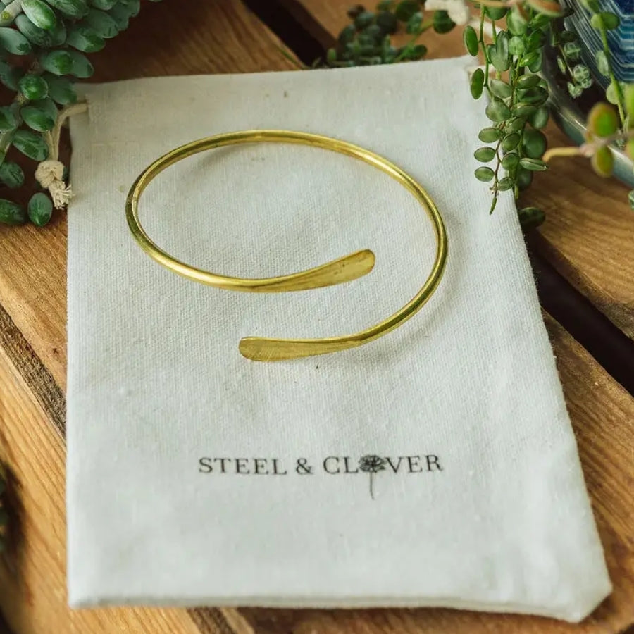 Smoky River Hammered Brass Bracelet