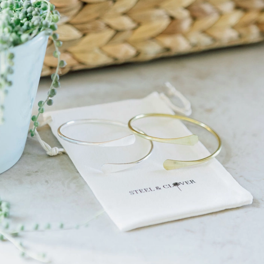 Smoky River Hammered Brass Bracelet