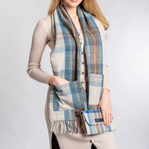 Tartan Pocket Scarf - Stewart Blue