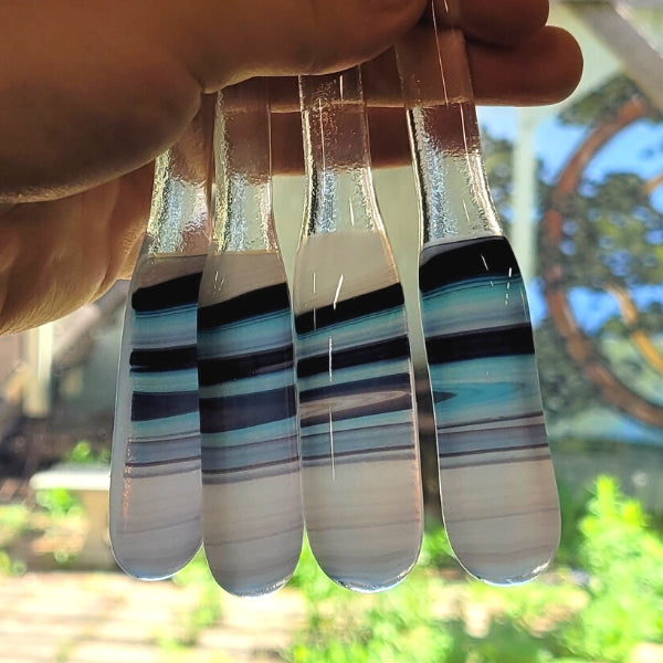 Bâtonnet/épandeur en verre fondu - Bleu/Violet/Blanc