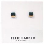 Ceramic Stud Earrings - Teal Squares