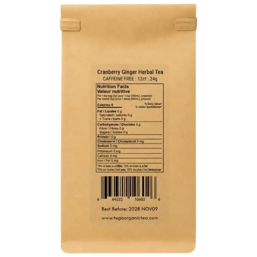 Organic Cranberry Ginger Herbal - Tea Bags