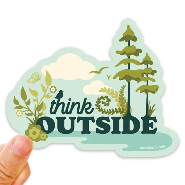 Think Outside Vinyl Sticker by Amanda Weedmark at Maker House Co.
