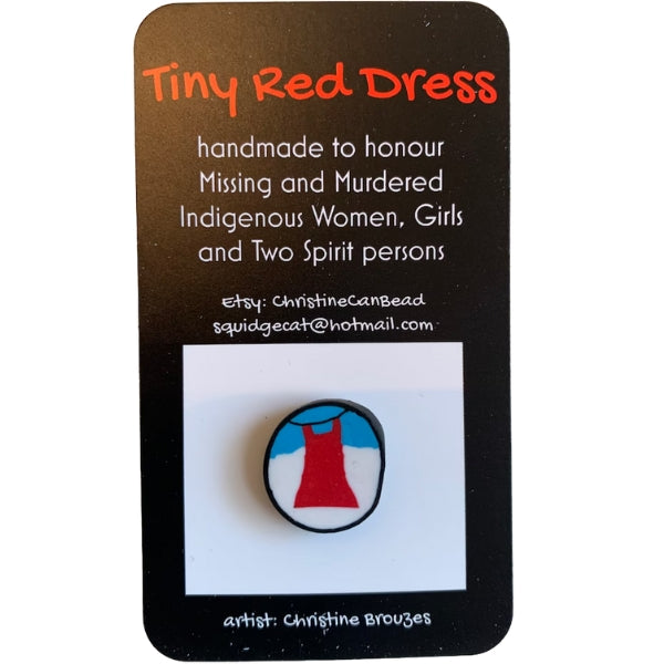 Tiny Red Dress Pin by Christine Can Bead at Maker House Co Tiny Red Dress Pin by Christine Can Bead at Maker House Co