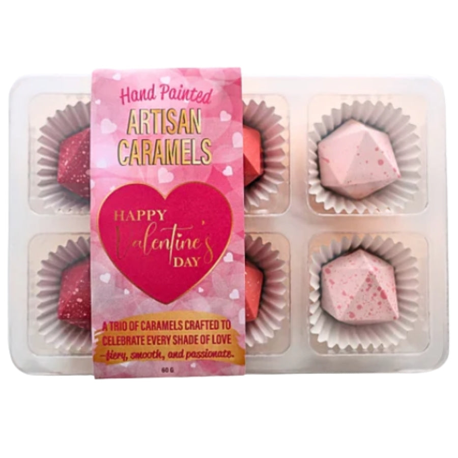 Boîte de 6 caramels de Saint-Valentin peints à la main