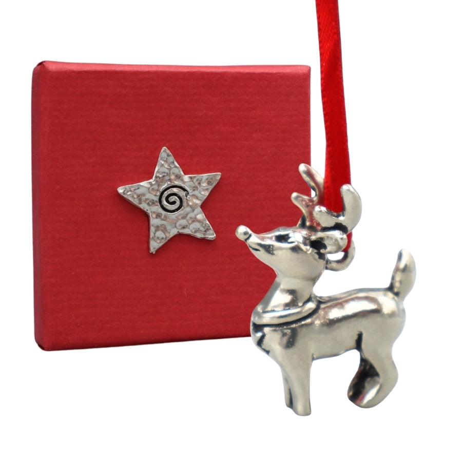 Wee Pewter Ornament - Reindeer