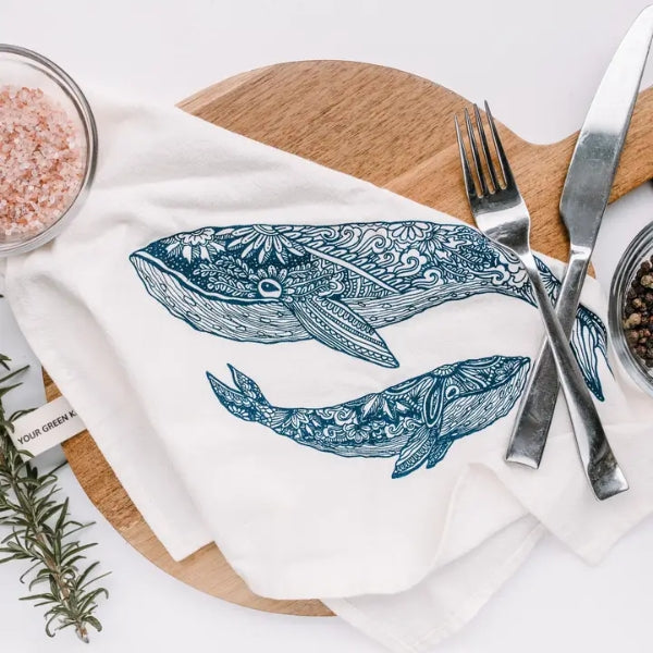 Whales Tea Towel