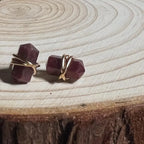 Wire Wrapped Gemstone Earrings - Ruby